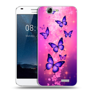 Силиконовый чехол на Huawei Ascend G7 с принтом Бабочки Силиконовый чехол на Huawei Ascend G7 с принтом Бабочки