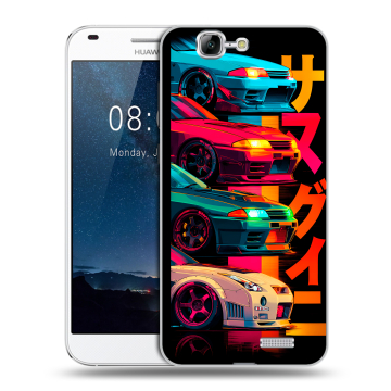 Силиконовый чехол на Huawei Ascend G7 с принтом Гоночные машины Силиконовый чехол на Huawei Ascend G7 с принтом Гоночные машины