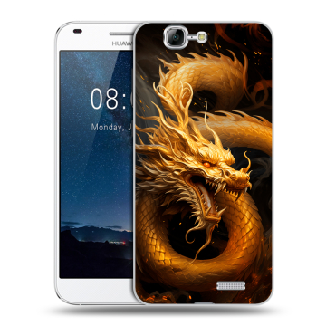 Силиконовый чехол на Huawei Ascend G7 с принтом Золотой дракон Силиконовый чехол на Huawei Ascend G7 с принтом Золотой дракон