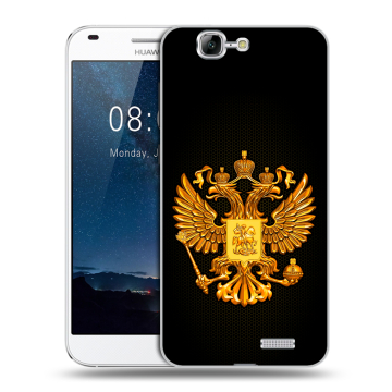 Силиконовый чехол на Huawei Ascend G7 с принтом Герб России желтый Силиконовый чехол на Huawei Ascend G7 с принтом Герб России желтый