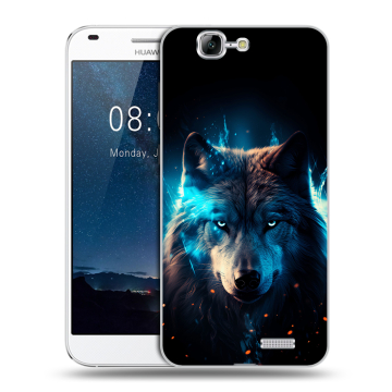 Силиконовый чехол на Huawei Ascend G7 с принтом Волк ночной Силиконовый чехол на Huawei Ascend G7 с принтом Волк ночной