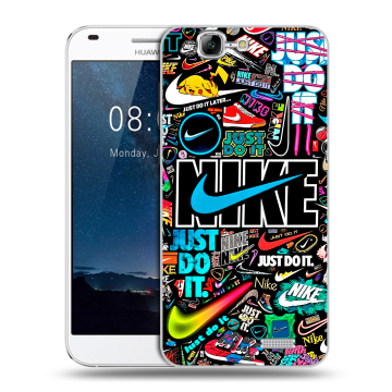 Силиконовый чехол на Huawei Ascend G7 с принтом найк nike черный Силиконовый чехол на Huawei Ascend G7 с принтом найк nike черный