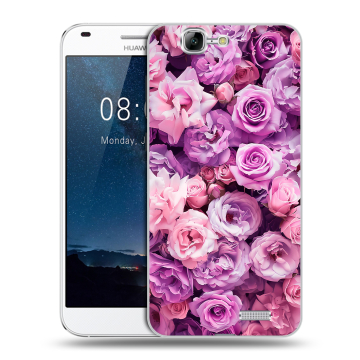 Силиконовый чехол на Huawei Ascend G7 с принтом лавандовые розы