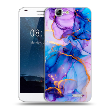 Силиконовый чехол на Huawei Ascend G7 с принтом синий мрамор Силиконовый чехол на Huawei Ascend G7 с принтом синий мрамор
