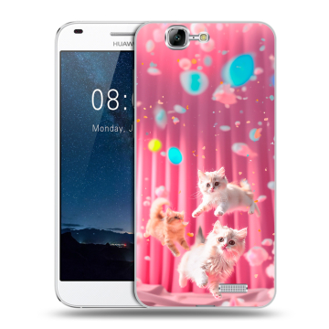 Силиконовый чехол на Huawei Ascend G7 с принтом милые котики