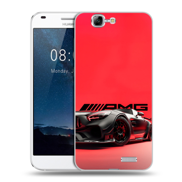 Силиконовый чехол на Huawei Ascend G7 с принтом Мерседес Mercedes AMG
