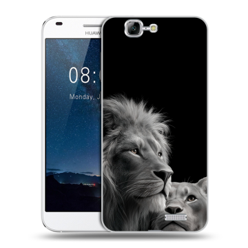 Силиконовый чехол на Huawei Ascend G7 с принтом Лев кошки