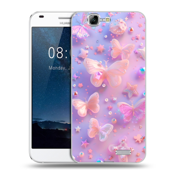 Силиконовый чехол на Huawei Ascend G7 с принтом Бабочки Силиконовый чехол на Huawei Ascend G7 с принтом Бабочки