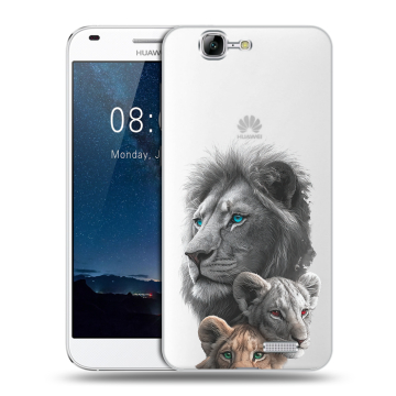 Силиконовый чехол на Huawei Ascend G7 с принтом Львы