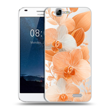 Силиконовый чехол на Huawei Ascend G7 с принтом Бежевые цветы