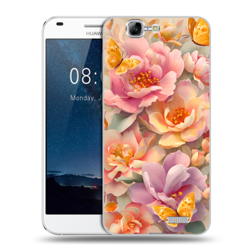 Силиконовый чехол на Huawei Ascend G7 с принтом Цветы и бабочки