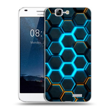 Силиконовый чехол на Huawei Ascend G7 с принтом Неоновые соты