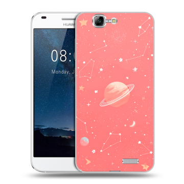 Силиконовый чехол на Huawei Ascend G7 с принтом Розовый космос