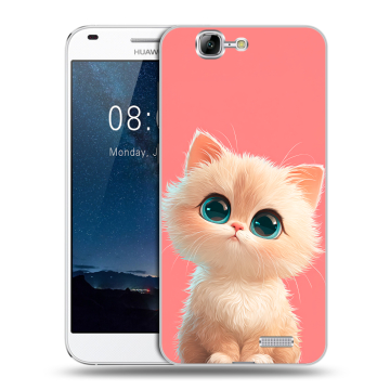 Силиконовый чехол на Huawei Ascend G7 с принтом Розовый котенок
