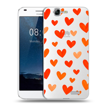 Силиконовый чехол на Huawei Ascend G7 с принтом Сердечки