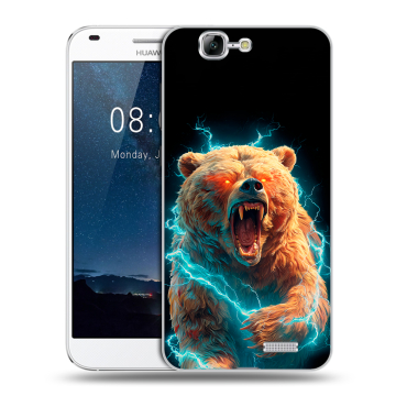 Силиконовый чехол на Huawei Ascend G7 с принтом Медведь