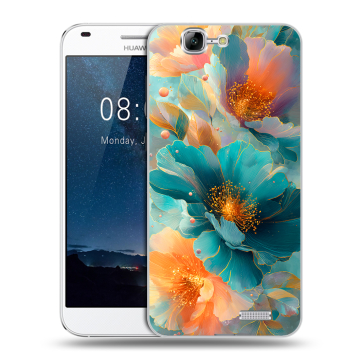 Силиконовый чехол на Huawei Ascend G7 с принтом Цветы