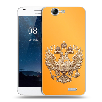 Силиконовый чехол на Huawei Ascend G7 с принтом Герб Флаг России