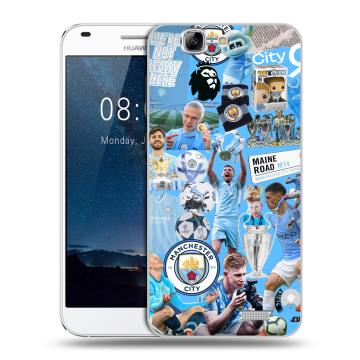 Силиконовый чехол на Huawei Ascend G7 с принтом Man City Манчестер Сити