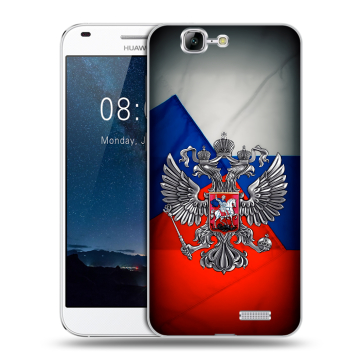 Силиконовый чехол на Huawei Ascend G7 с принтом Флаг России Силиконовый чехол на Huawei Ascend G7 с принтом Флаг России