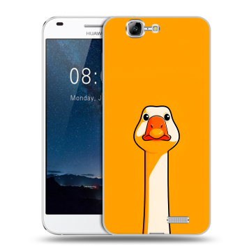 Силиконовый чехол на Huawei Ascend G7 с принтом Смешная утка