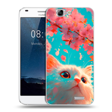 Силиконовый чехол на Huawei Ascend G7 с принтом Красивый кот