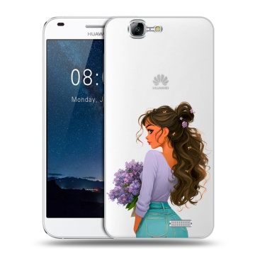 Силиконовый чехол на Huawei Ascend G7 с принтом девушка цветы