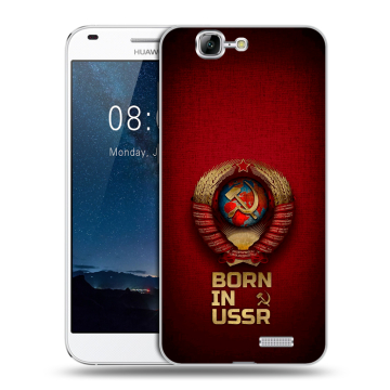 Силиконовый чехол на Huawei Ascend G7 с принтом Флаг Герб СССР