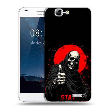 Силиконовый чехол на Huawei Ascend G7 с принтом смешной скелет