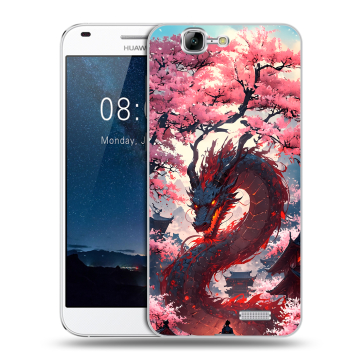 Силиконовый чехол на Huawei Ascend G7 с принтом Дракон Японский Силиконовый чехол на Huawei Ascend G7 с принтом Дракон Японский