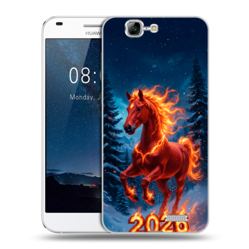 Силиконовый чехол на Huawei Ascend G7 с принтом Новый год коня