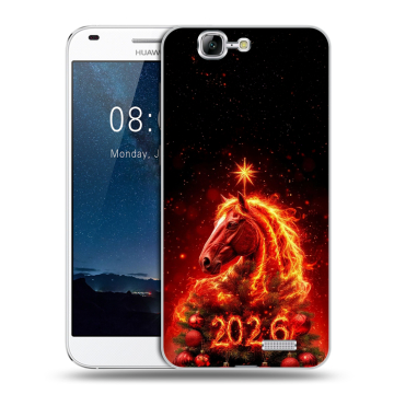 Силиконовый чехол на Huawei Ascend G7 с принтом Новый год