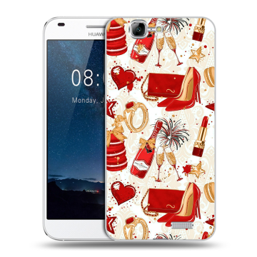 Силиконовый чехол на Huawei Ascend G7 с принтом Новый год