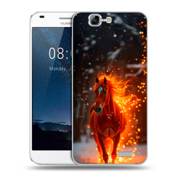 Силиконовый чехол на Huawei Ascend G7 с принтом Новый год