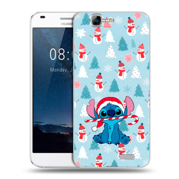 Силиконовый чехол на Huawei Ascend G7 с принтом Стич Новый год