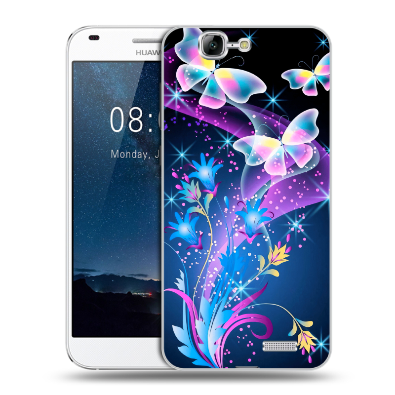 Силиконовый чехол на Huawei Ascend G7 с принтом Бабочки Силиконовый чехол на Huawei Ascend G7 с принтом Бабочки