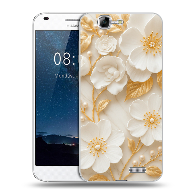 Силиконовый чехол на Huawei Ascend G7 с принтом Цветы Силиконовый чехол на Huawei Ascend G7 с принтом Цветы