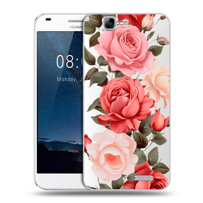 Силиконовый чехол на Huawei Ascend G7 с принтом Розы Силиконовый чехол на Huawei Ascend G7 с принтом Розы