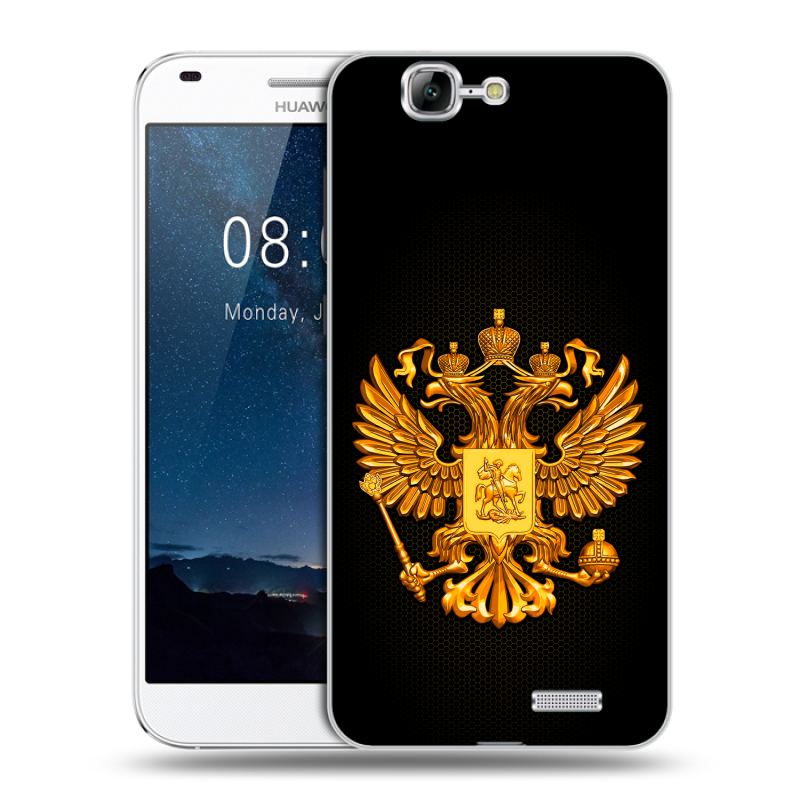Силиконовый чехол на Huawei Ascend G7 с принтом Герб России желтый Силиконовый чехол на Huawei Ascend G7 с принтом Герб России желтый