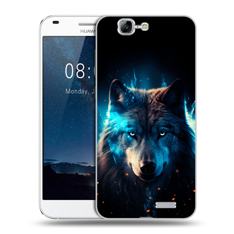 Силиконовый чехол на Huawei Ascend G7 с принтом Волк ночной Силиконовый чехол на Huawei Ascend G7 с принтом Волк ночной