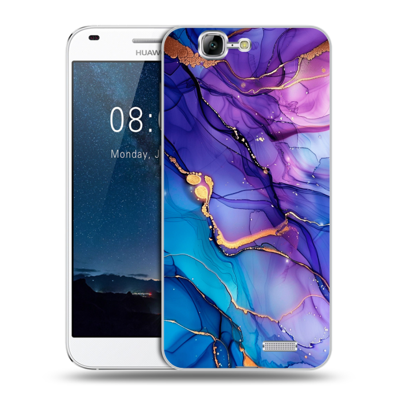 Силиконовый чехол на Huawei Ascend G7 с принтом синий мрамор Силиконовый чехол на Huawei Ascend G7 с принтом синий мрамор