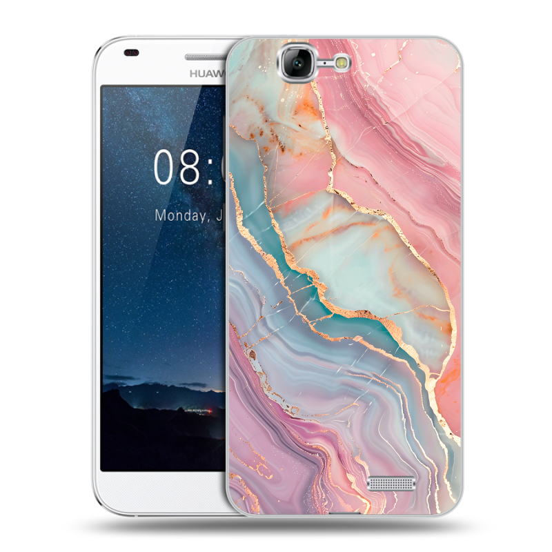 Силиконовый чехол на Huawei Ascend G7 с принтом розовый мрамор Силиконовый чехол на Huawei Ascend G7 с принтом розовый мрамор
