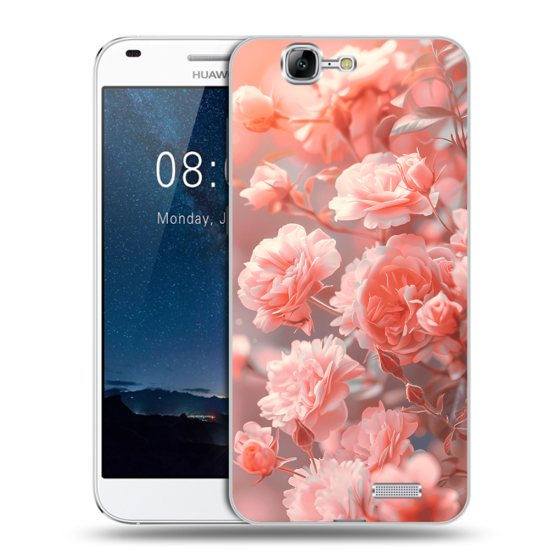 Силиконовый чехол на Huawei Ascend G7 с принтом Розы цветы Силиконовый чехол на Huawei Ascend G7 с принтом Розы цветы