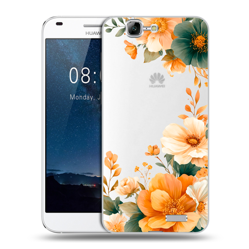 Пластиковый чехол на Huawei Ascend G7 с принтом Цветы принт Пластиковый чехол на Huawei Ascend G7 с принтом Цветы принт