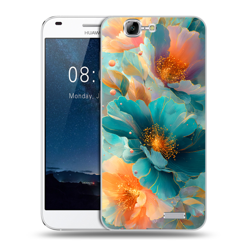 Силиконовый чехол на Huawei Ascend G7 с принтом Цветы Силиконовый чехол на Huawei Ascend G7 с принтом Цветы