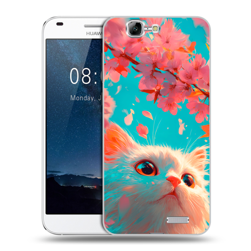 Силиконовый чехол на Huawei Ascend G7 с принтом Красивый кот Силиконовый чехол на Huawei Ascend G7 с принтом Красивый кот