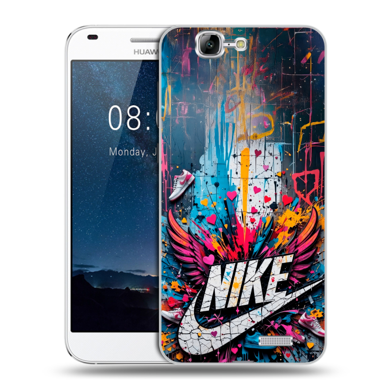 Силиконовый чехол на Huawei Ascend G7 с принтом Nike Найк Силиконовый чехол на Huawei Ascend G7 с принтом Nike Найк