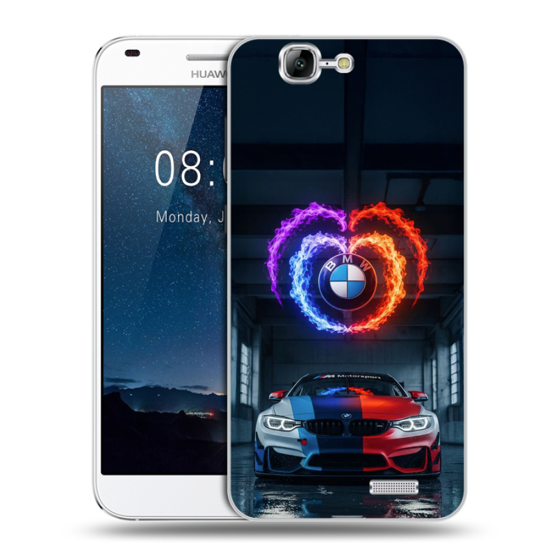 Силиконовый чехол на Huawei Ascend G7 с принтом BMW БМВ Силиконовый чехол на Huawei Ascend G7 с принтом BMW БМВ
