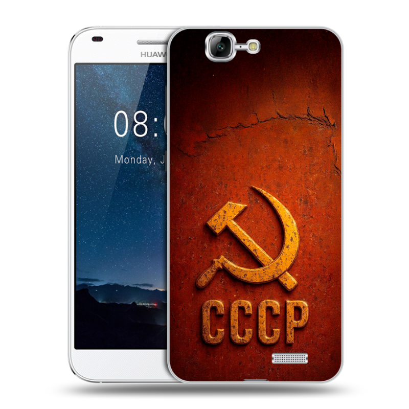 Силиконовый чехол на Huawei Ascend G7 с принтом Флаг Герб СССР Силиконовый чехол на Huawei Ascend G7 с принтом Флаг Герб СССР