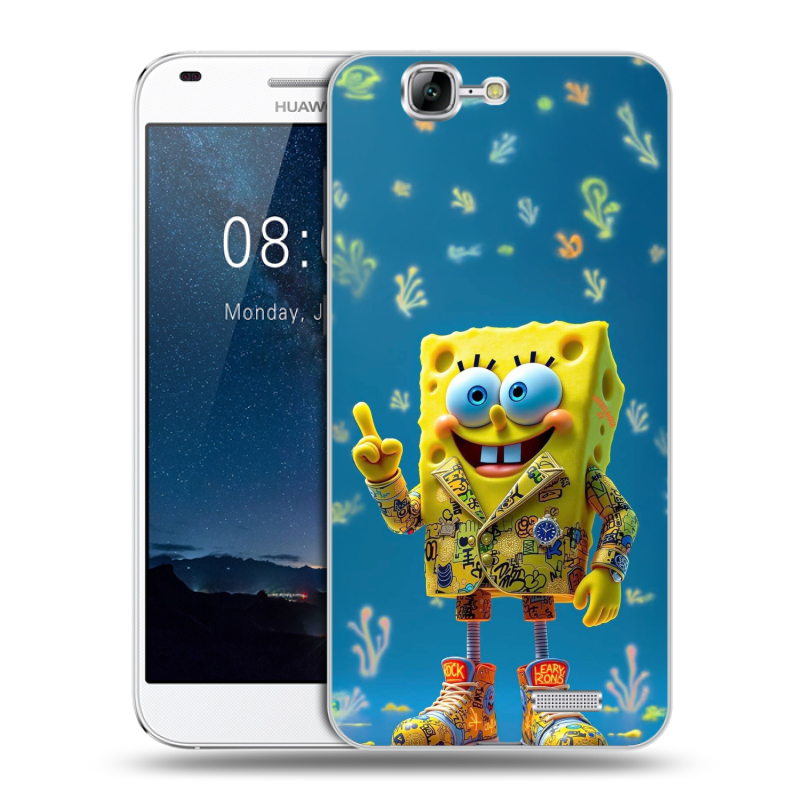 Силиконовый чехол на Huawei Ascend G7 с принтом Спанч боб Спанчбоб Силиконовый чехол на Huawei Ascend G7 с принтом Спанч боб Спанчбоб